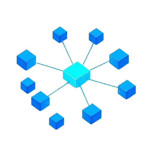 Nodos conectados 3D representando la fase de implementación